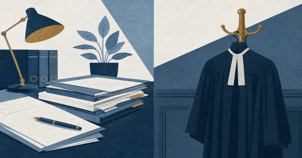 Law student comparing solicitor and barrister career paths